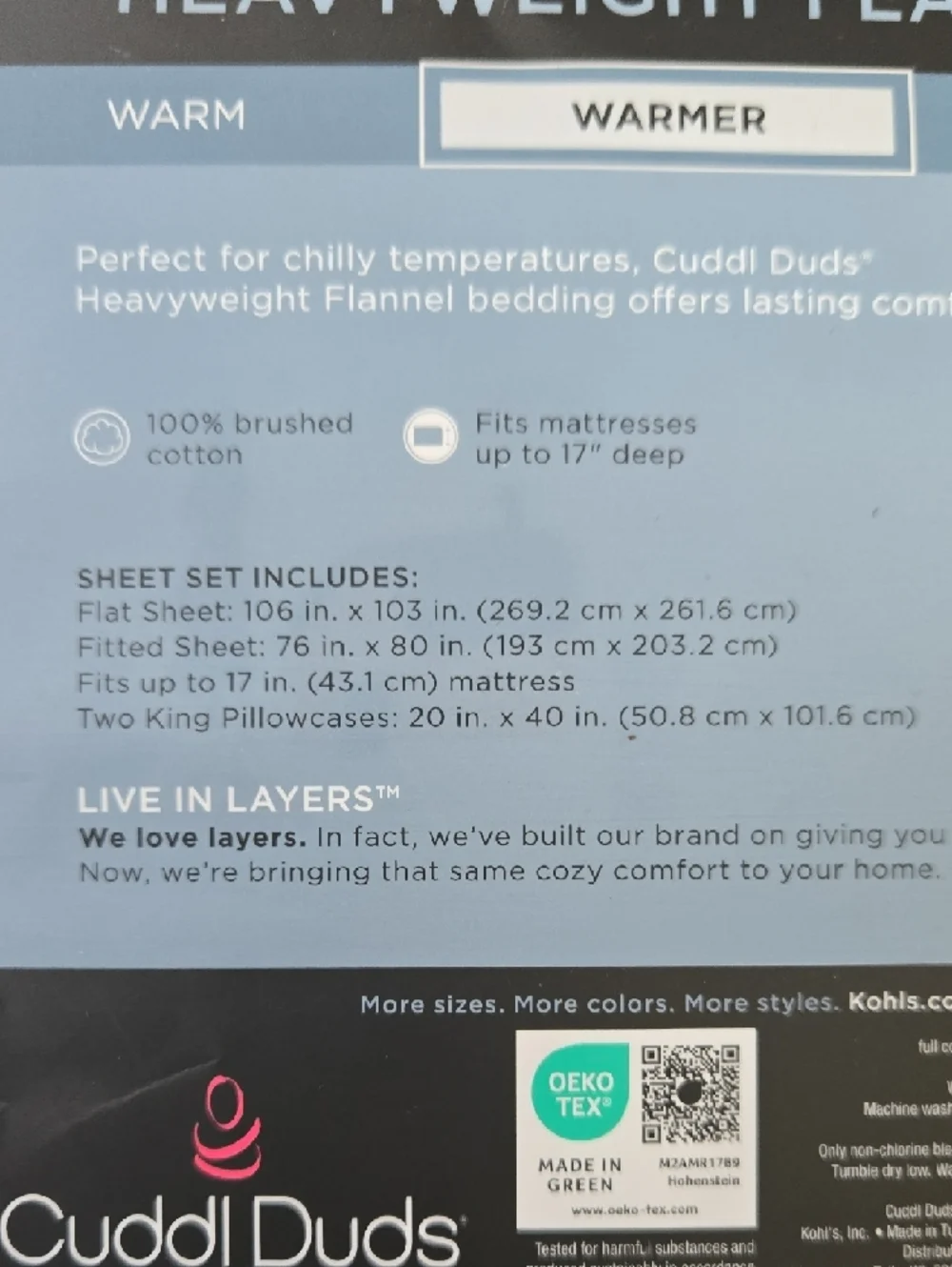 Cuddl Duds Heavyweight Flannel Sheet Set - 100%Cotton